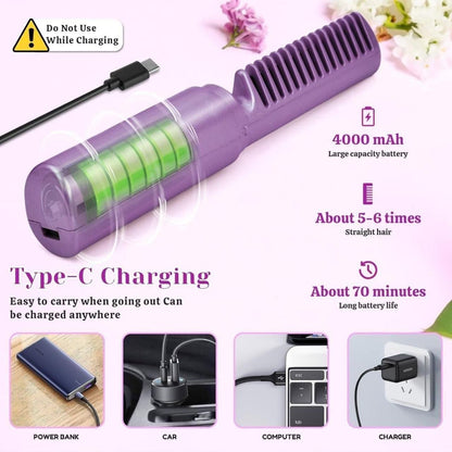Rechargeable Mini Hair Straightener/Cordless Adjustable Hot Comb