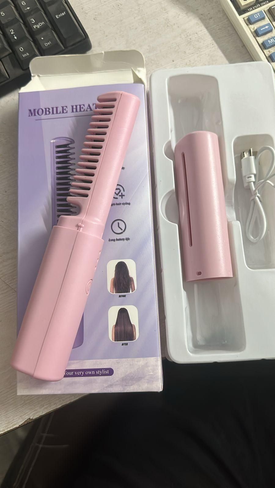 Rechargeable Mini Hair Straightener/Cordless Adjustable Hot Comb